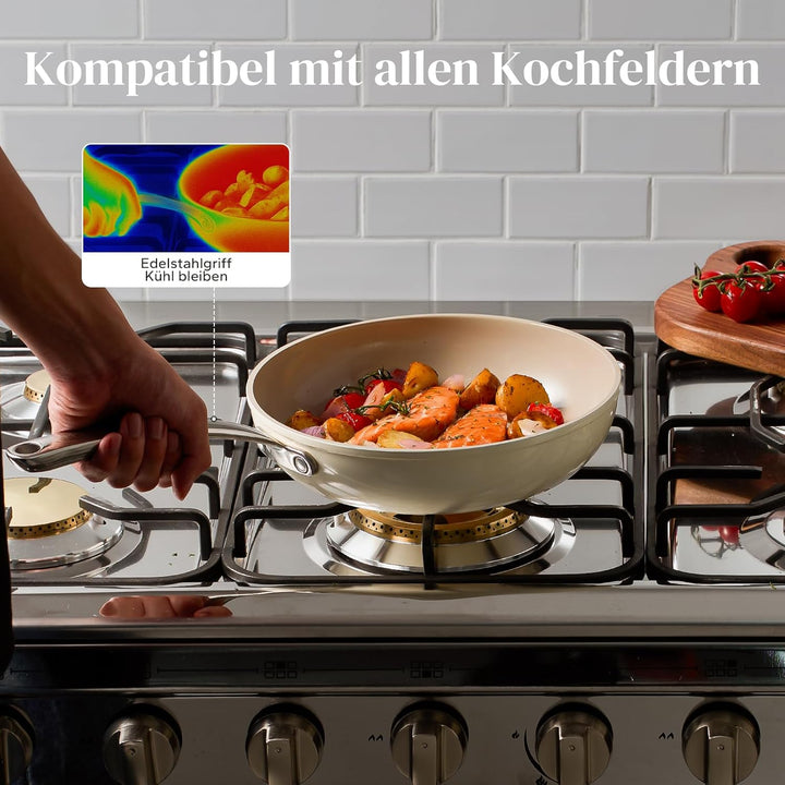 Redchef Bratpfannen 28 cm mit Deckel Keramik Antihaft, Pfannen 28 cm Aluminium für alle Herdarten, P