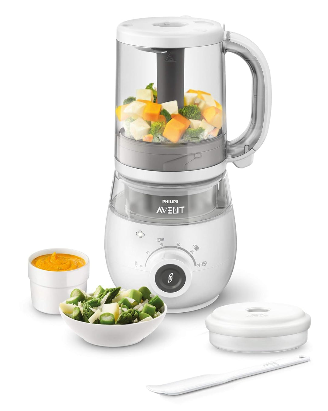 Philips Avent 4-in-1-Babynahrungszubereiter SCF883/01, Dampfgarer, Dampfgaren, Mixen, 1000ml Kapazit