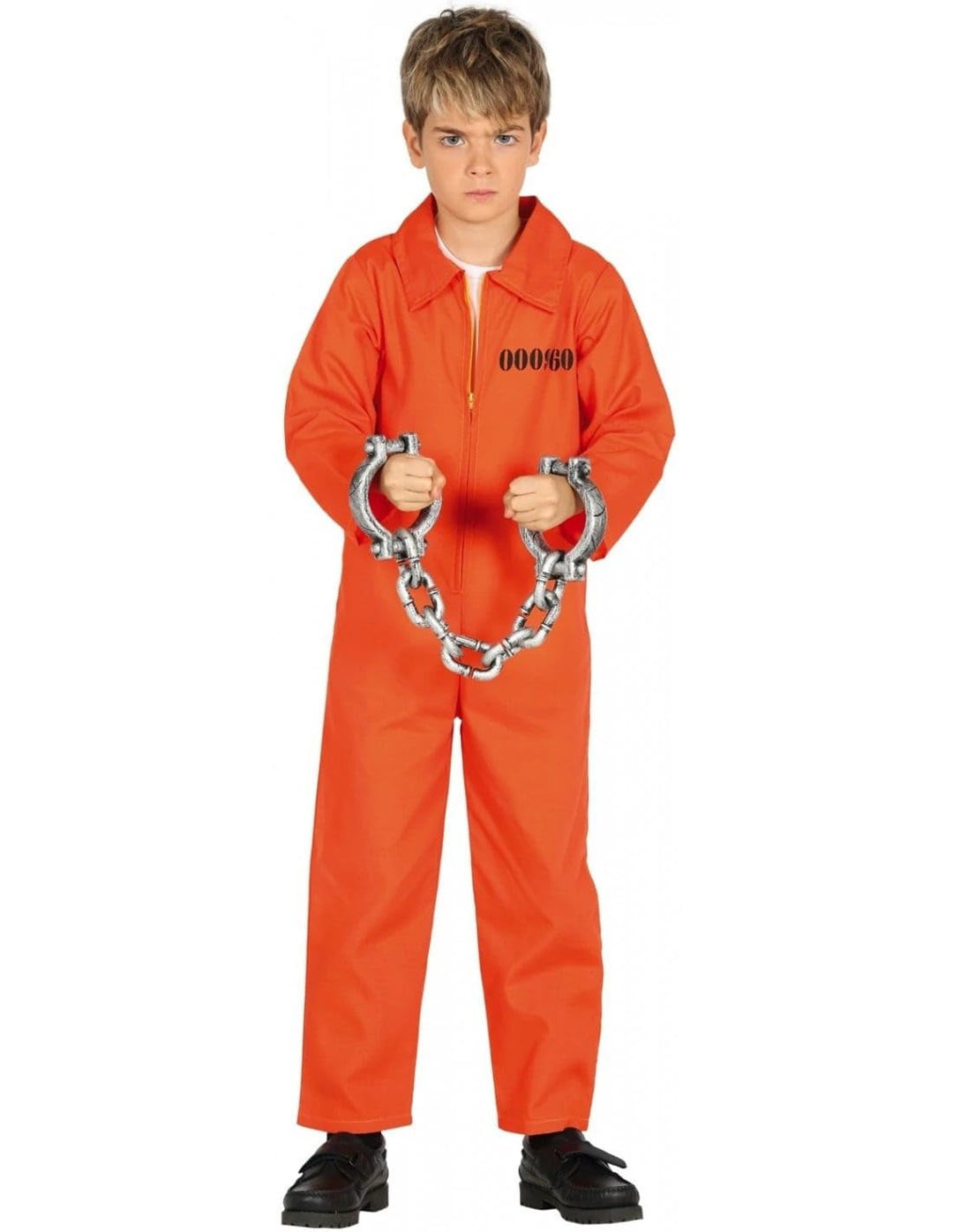 FIESTAS GUIRCA Amerikanischer Sträfling Halloween Kostüm Kinder – Orange Häftling Gefangenen Overall