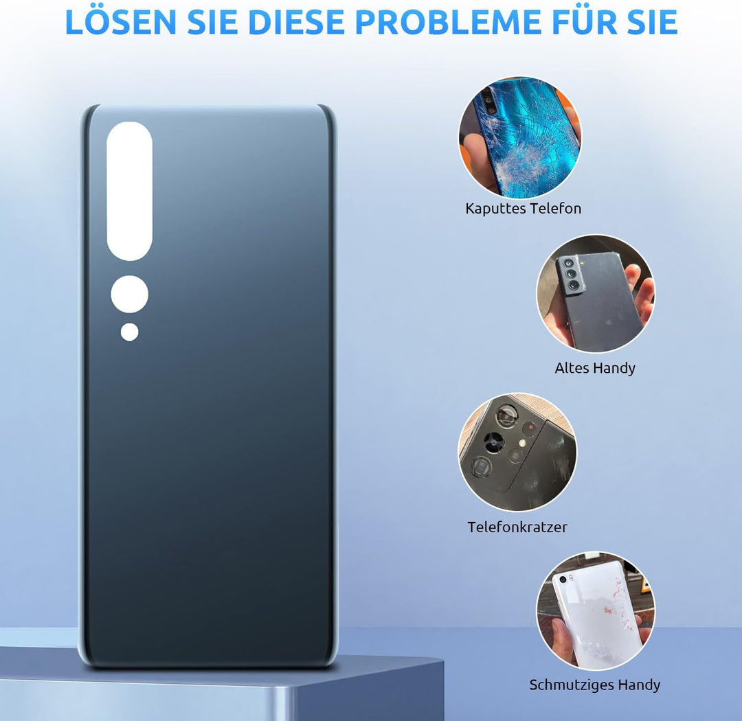 Eonpam Akkudeckel für Xiaomi Mi 10 Rückseite Glas Original Backcover Back Glas Ersatz mit Reparaturs