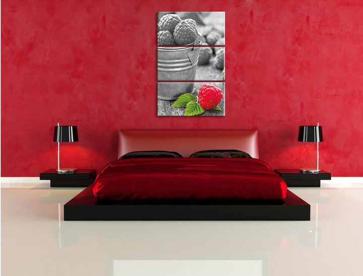 Pixxprint Früchte Eimer Obst Fruit Food als Leinwandbild | Grösse: 3 Teilig (120x80) | Wandbild| Kun