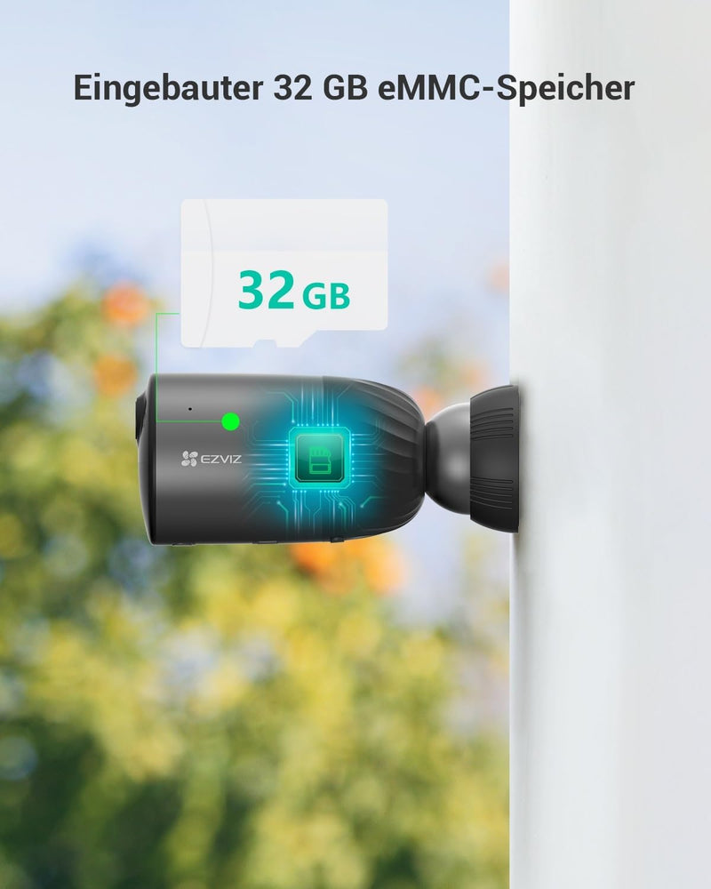 EZVIZ Akku Überwachungskamera, 1080p kabellose WLAN Kamera mit 7800mAh Akku, PIR Sensor, Aktive Vert