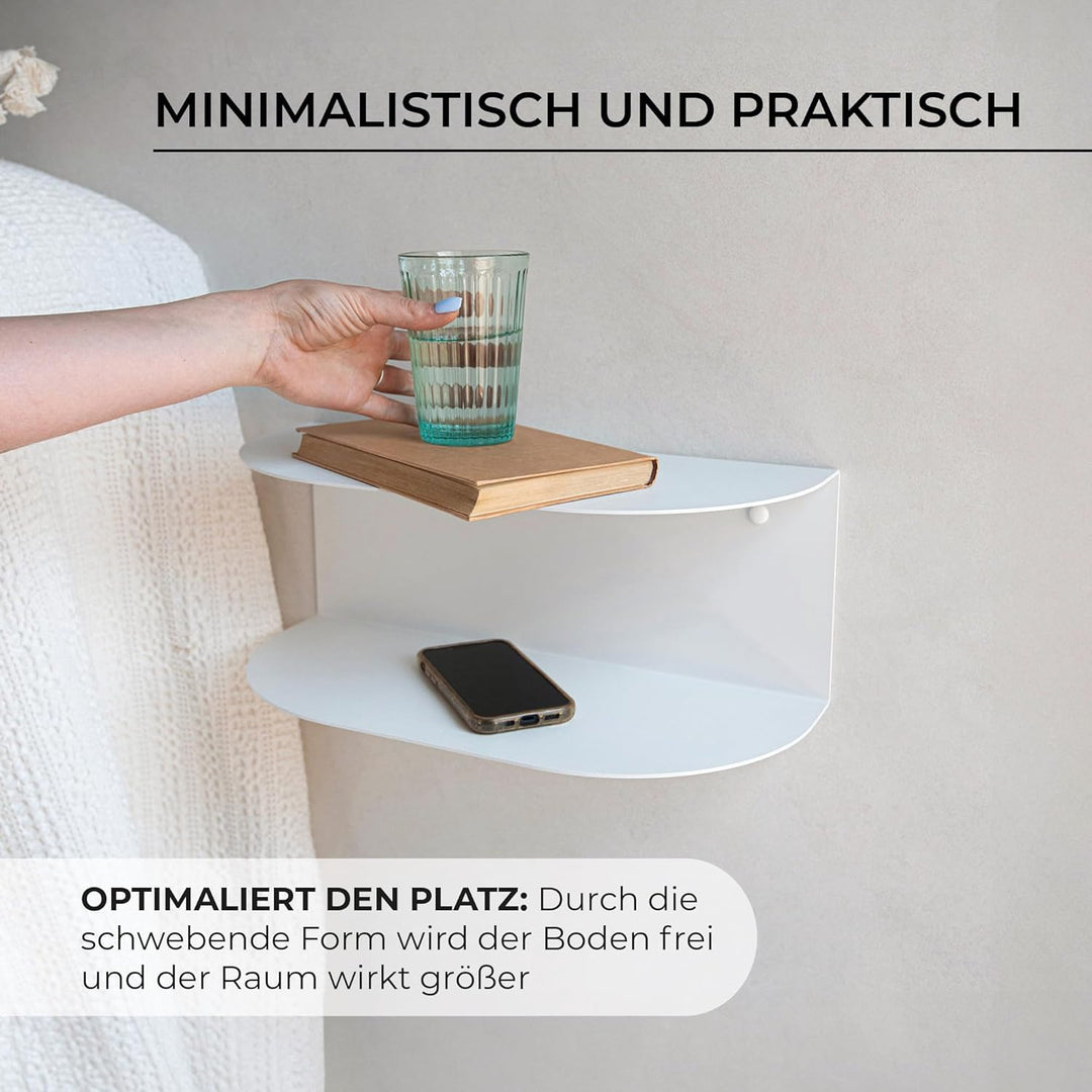 MILUKA Schwebender Nachttisch Hängend 2er Set aus Schwarz Metall 40x20 cm| Nachttisch Schmal mit 2 E