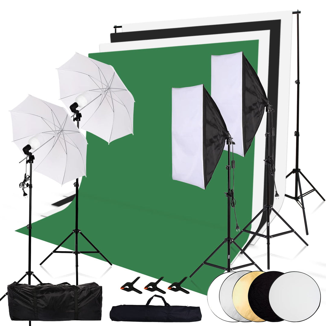 OUBO Fotostudio Dauerlicht Softbox Set, Hintergrund Stützsystem,Professionelles Studiosets inkl. Ref