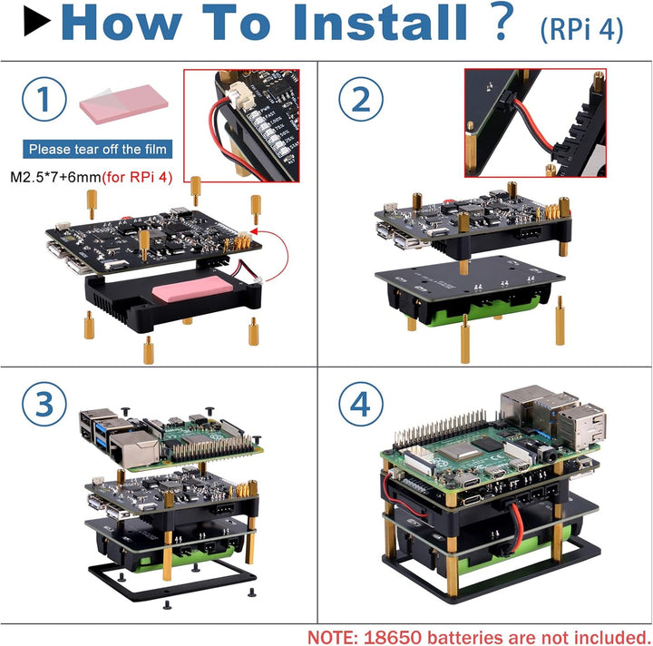 GeeekPi UPS Gen 6 Power Module UPS V6 Uninterruptible UPS Shield for Raspberry Pi 5/4B/Orange Pi - E