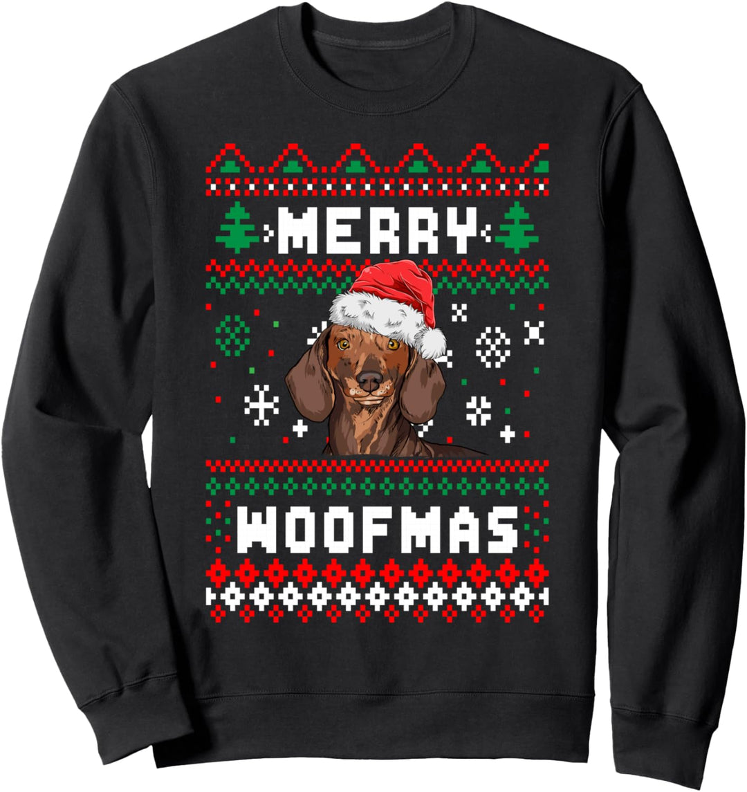 Dackel Merry Woofmas Weihnachten Ugly Christmas Hunde Sweatshirt
