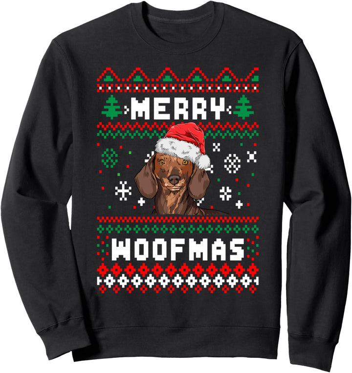 Dackel Merry Woofmas Weihnachten Ugly Christmas Hunde Sweatshirt