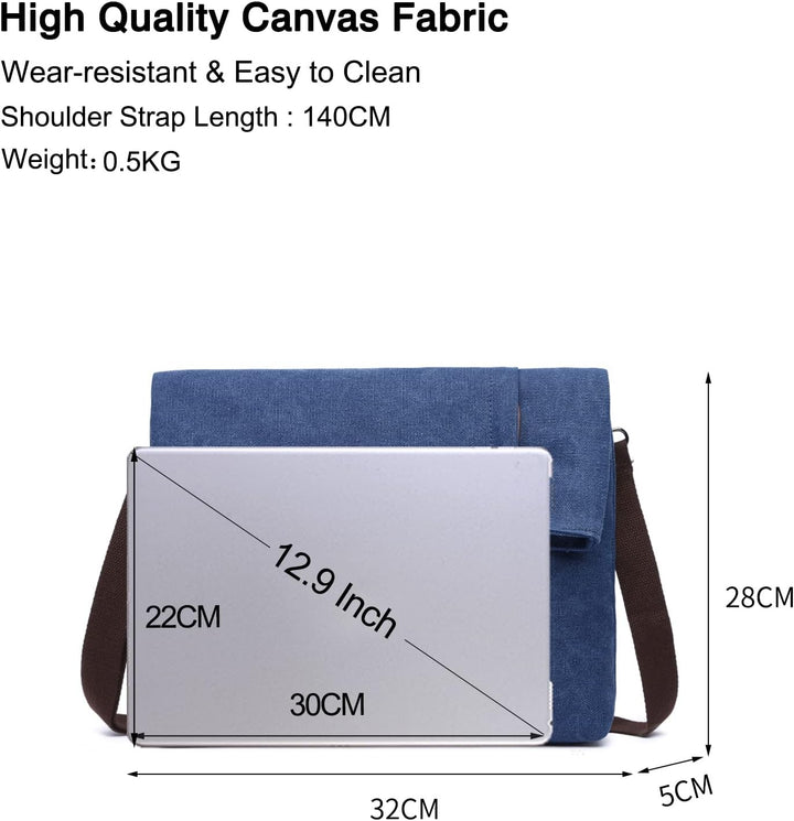FANDARE Retro Umhängetasche Handtasche Schultertasche Herrentasche Segeltuch Kuriertasche Messenger-