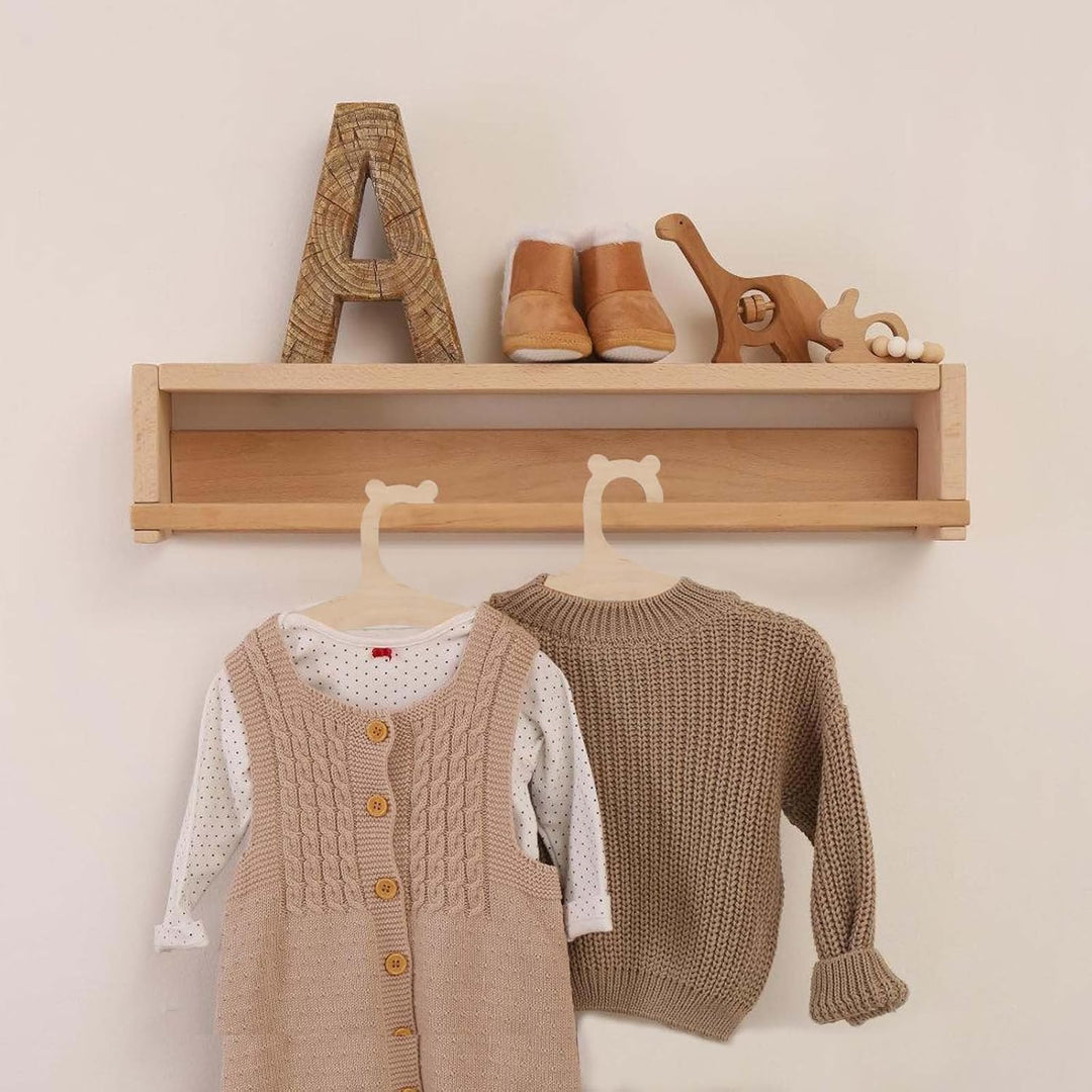 25 Stück Kinderkleiderbügel Holz, Baby Kleiderbügel Kinder, Rutschfest, Braun, Unvollendet, Kleinkin