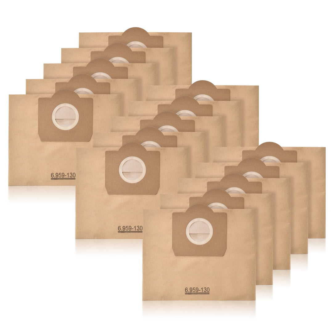 15 Stück Papierfilterbeutel für Kärcher 6.959-130.0, WD3 Staubsaugerbeutel Papier Filtertüten Beutel