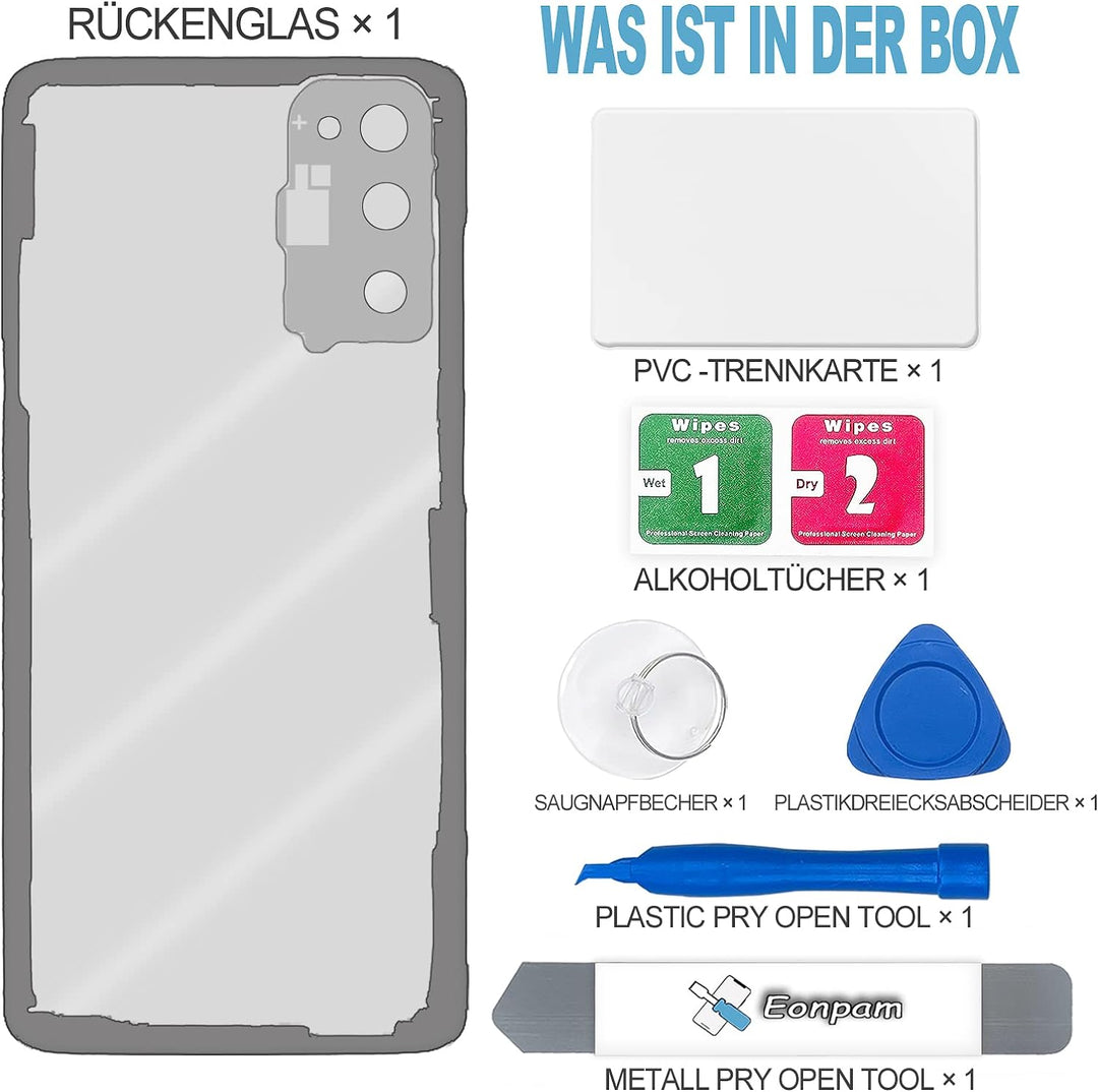 Eonpam Akkudeckel für Honor 20 Rückseite Glas Original Backcover Back Glas Ersatz Reparatur Set mit