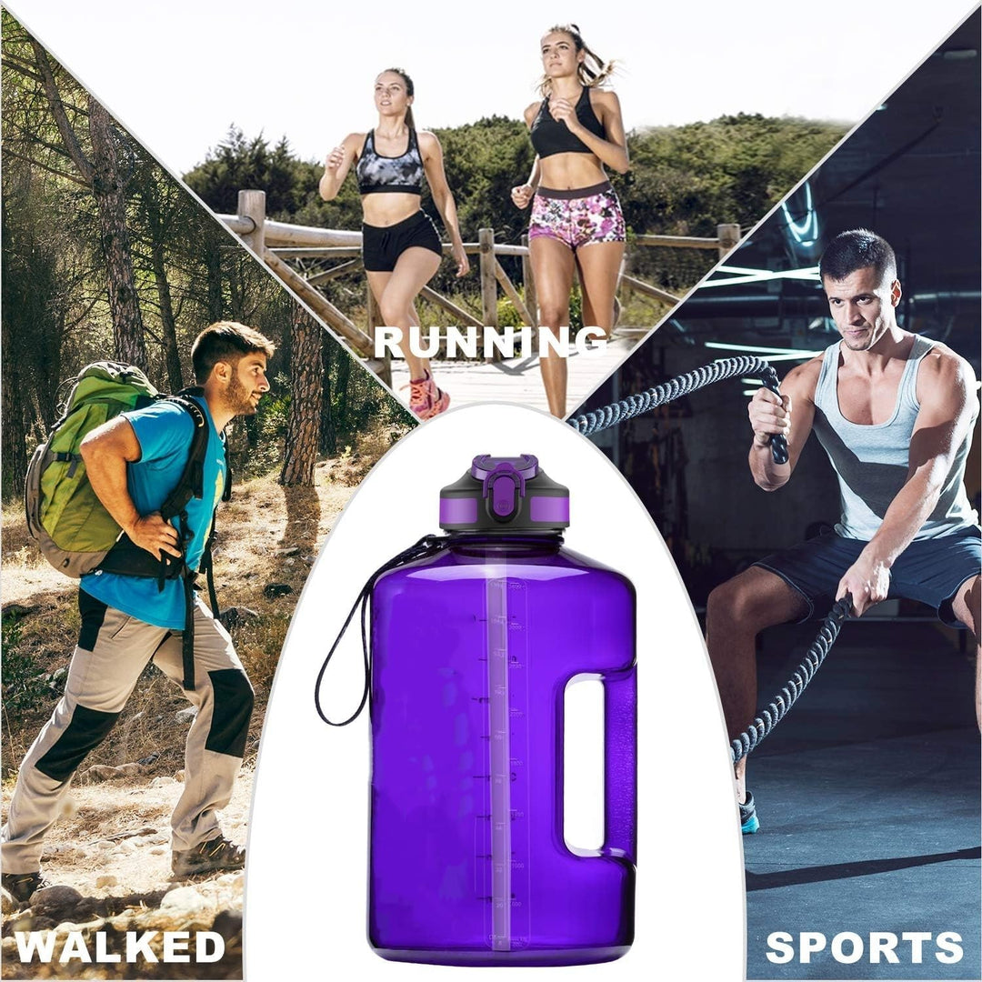 3,78 Liter Trinkflasche Sport mit Zeitangaben und Strohhalme, 3,78L Gross Sportflasche BPA Frei, Aut
