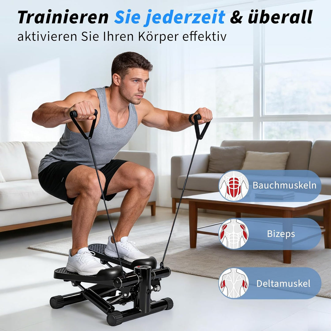 Mini Stepper - Stepper für Zuhause mit Power Ropes - 2-In-1 Ministepper für Beine &amp; Arm - Widerstand