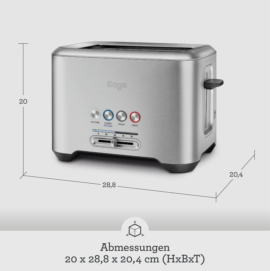 Sage - The 'A Bit More' Toaster - Toastschlitze für 2 Scheiben, Brötchenaufsatz, 4 Einstellungen, Ei