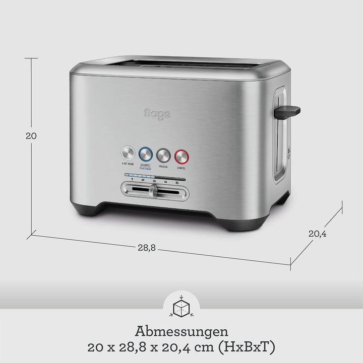 Sage - The 'A Bit More' Toaster - Toastschlitze für 2 Scheiben, Brötchenaufsatz, 4 Einstellungen, Ei