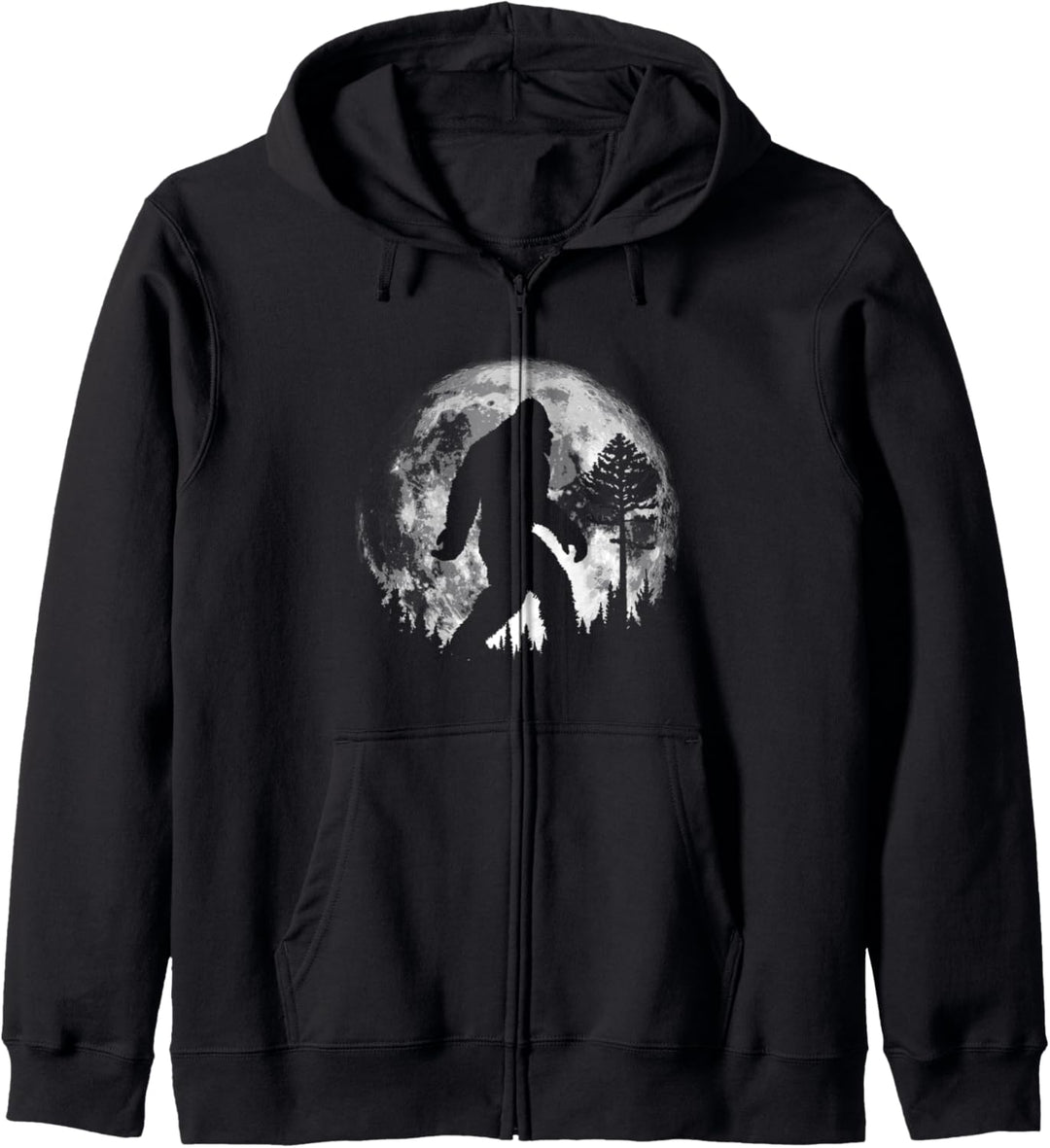 Bigfoot Night Stroll! Cool Full Moon & Pine Tree Sasquatch Kapuzenjacke