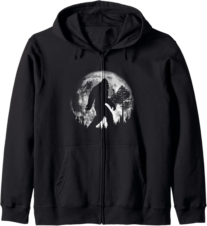 Bigfoot Night Stroll! Cool Full Moon & Pine Tree Sasquatch Kapuzenjacke