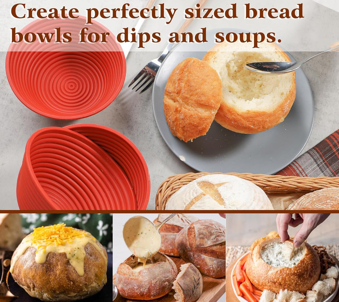 Webake Gärkorb Brot Rund Klein Gärkörbchen Set Silikon 4 Stück 13 cm Sauerteig Brotgärkörbe Brotgärk