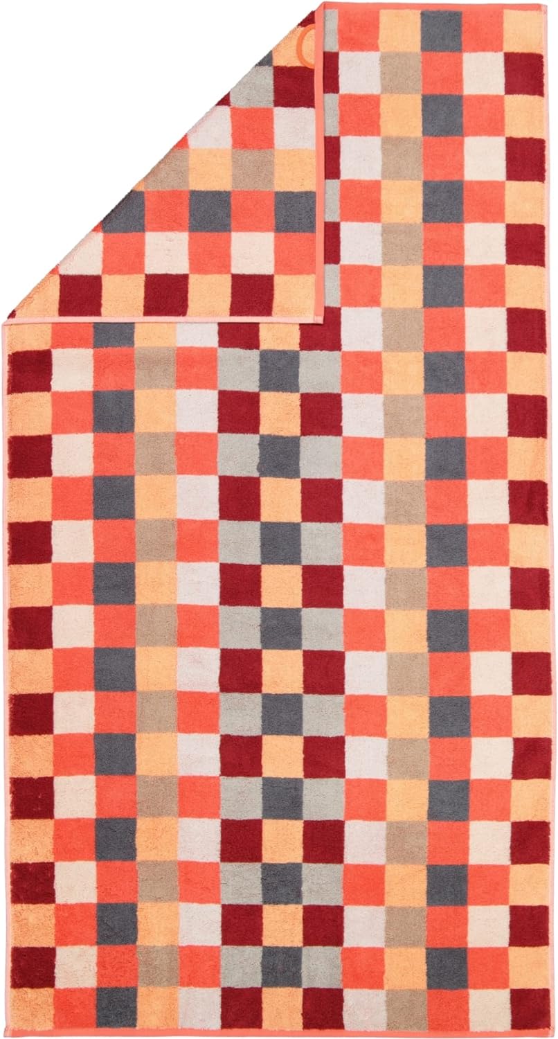 CAWÖ Home Handtücher Unique Karo 942 Koralle - 22 Duschtuch 70x140 cm, Duschtuch 70x140 cm