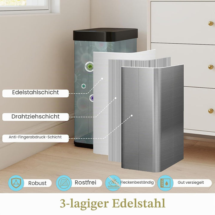 LIFEZEAL 60L Mülleimer, Küchenabfalleimer mit Smart Sensor, Abfalleimer Küche mit Deckel für Mülltre