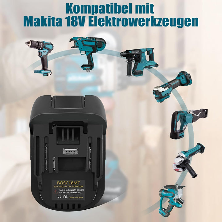 Adapter Konverter für Bosch PBA 18V Akku auf für Makita Elektrowerkzeug,BOSC18MT Batterieadapter für