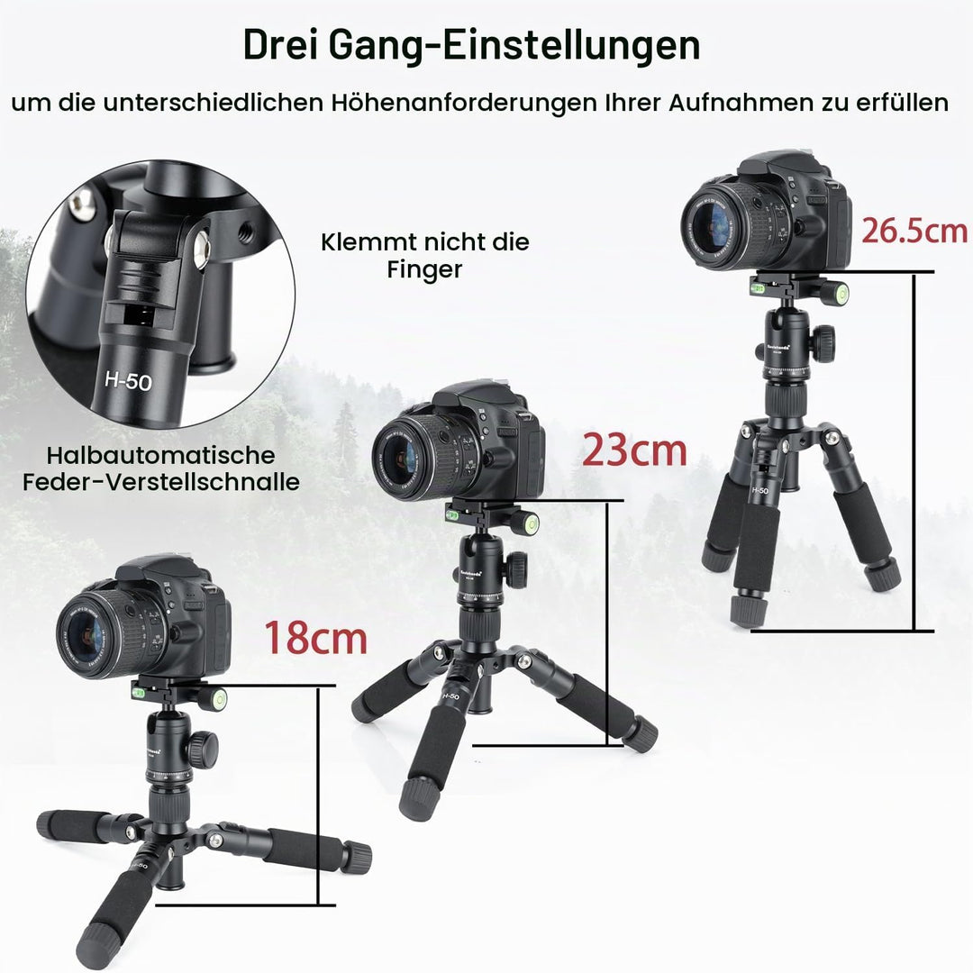 Koolehaoda Mini Stativ für Kamera 20"/51cm Tragbares Desktop Stativ Reisestativ Tischstativ Aluminiu