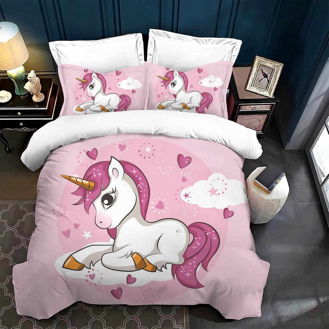 Hoimlm Einhorn Bettwäsche 220x240 Mädchen Bettwäsche Set mit Bettbezug and 2 Kissenbezug, Cartoon Ei