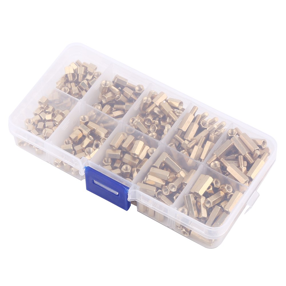 300pcs M3 Abstandshalter Distanzhülse Schrauben Messing StandOff Männliche Weibliche Hexe Spacers Fü