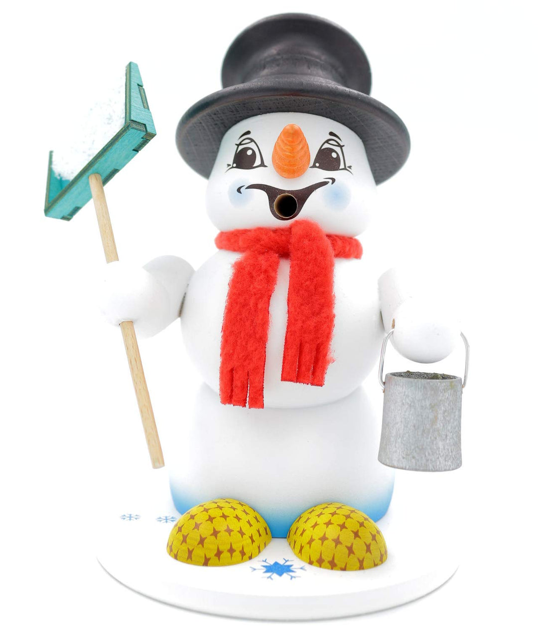 Kuhnert - Erzgebirgische Holzkunst Räuchermann Räucherfigur Schneemann 19cm - Schneeschieber, Schnee