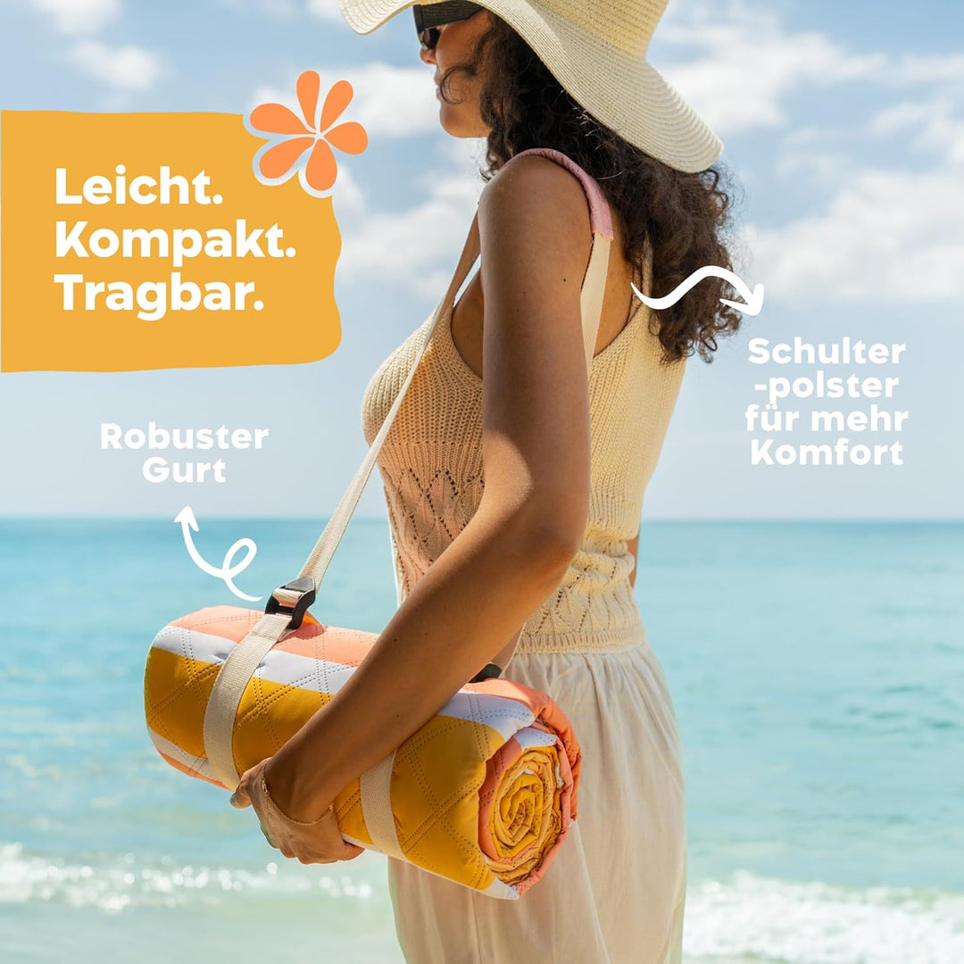Twinzee Picknickdecke 200x200 cm Wasserdicht - Waschbare Stranddecke XXL für Strand, Camping, Outdoo