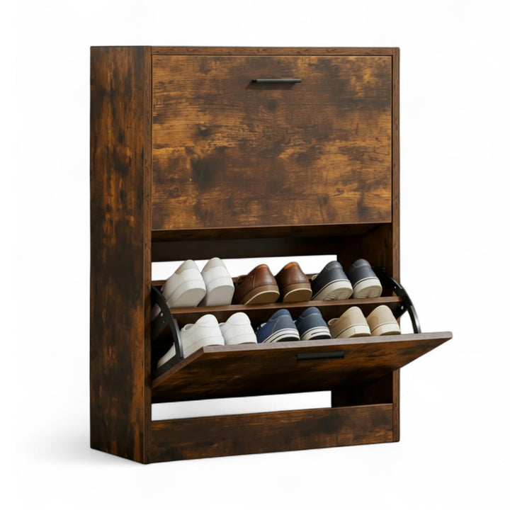 CATAVANA Schuhschrank Schmal - 2 Fächer für 12 Paar - Schuhregal Geschlossen - Platzsparend & Modern