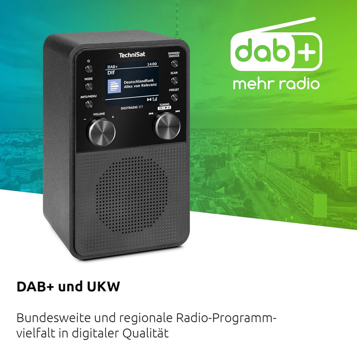 TechniSat DIGITRADIO 317 - Vertikales DAB+ UKW Radio mit Bluetooth Audiostreaming, Radiowecker, Slee