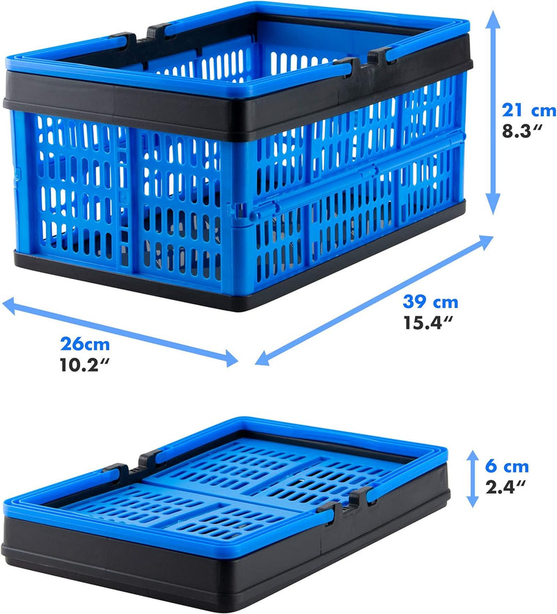 Grizzly kleine Klappbox faltbar mit Henkel, 2er Set, blau, je 16 L, Faltbox nutzbar als klappbarer E