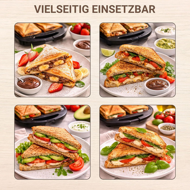 Syntrox Germany Edelstahl Maker Sandwichmaker Chefmaker SM-1300W Sandwich Delight mit herausnehmbare
