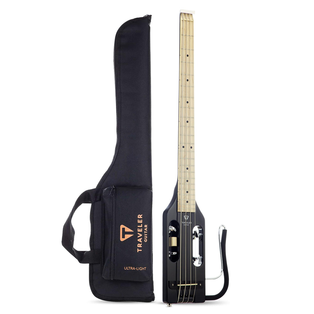 Traveler Guitar Ultra-Light Bassgitarre, Schwarz glänzend (ULB BKGMP) Schwarz glänzend Rechtshänder,