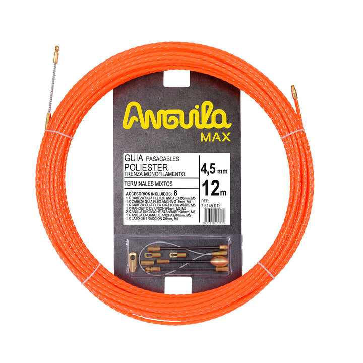 Anguila Max | Kabeleinziehhilfe | Speziell Geraden | Kombi-Endstücke | Dreifach verdrilltes Polyeste