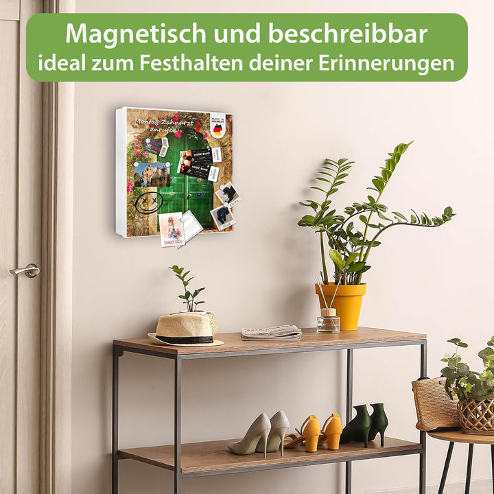 banjado® Grosser Schlüsselkasten Glas/Schlüsselbox 30cm x 30cm mit 50 Haken - Motiv Ferienhaus/Schlü