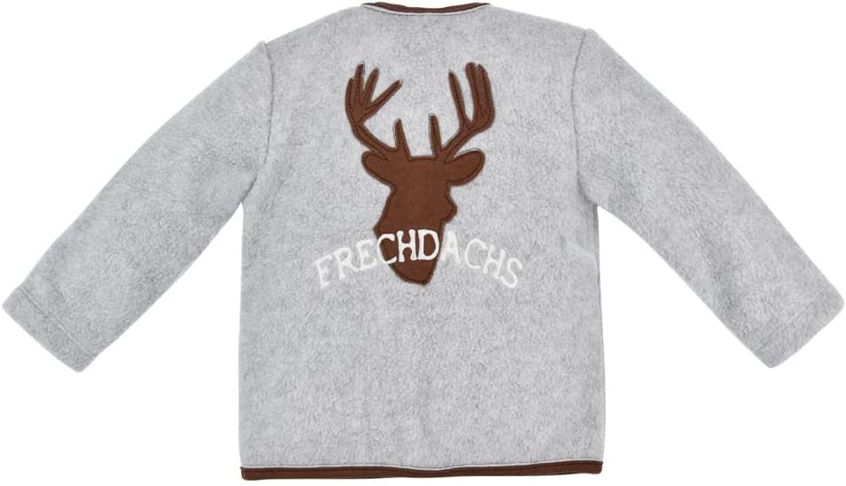 BONDI Trachten Fleecejacke Baby-Jacke Grau-Melange mit Hirschstickerei 7-8 Jahre Grey Melange, 7-8 J