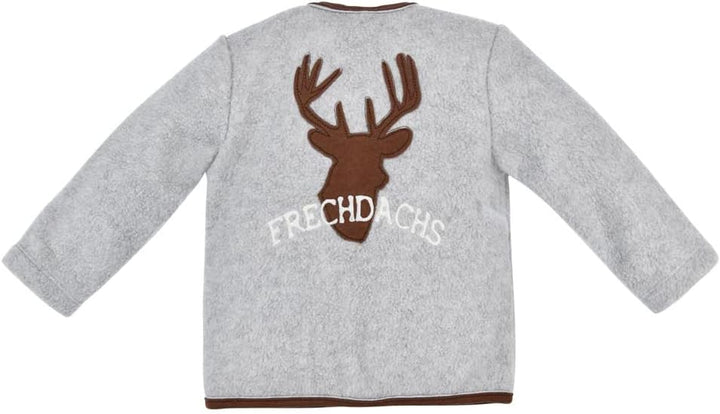 BONDI Trachten Fleecejacke Baby-Jacke Grau-Melange mit Hirschstickerei 6-7 Jahre Grey Melange, 6-7 J