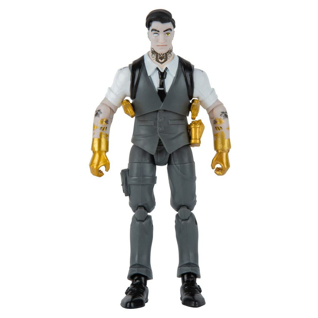 FORTNITE FNT1068 Midas (Master Grade) – 10,2 cm Gelenkfigur mit Rüstung, Rückenbling und Erntewerkze