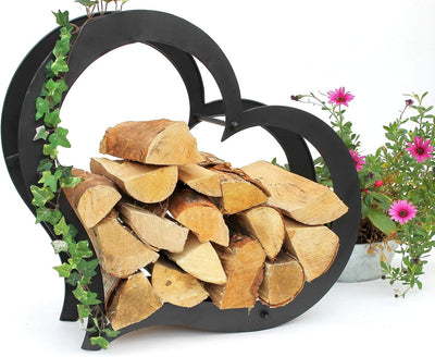 DanDiBo Kaminholzregal Metall Innen Herz Kaminholzständer 66 cm Holzkorb Kaminholzhalter Holzregal