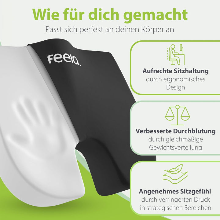 feela.® Orthopädisches Keilkissen [3 Härtegrade] – Memory Foam Haltungskorrektur für mehr Sitzkomfor