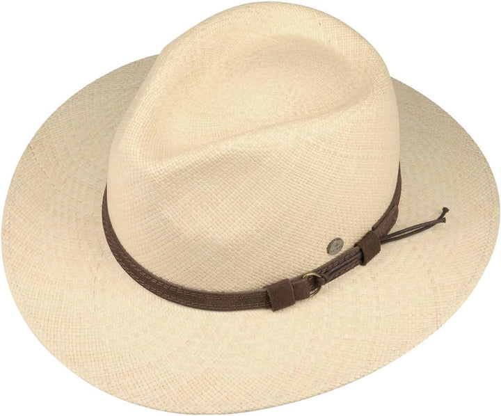 LIERYS The Striking Traveller Panamahut Herren Handmade in Ecuador Strohhut mit Ledergarnitur L natu