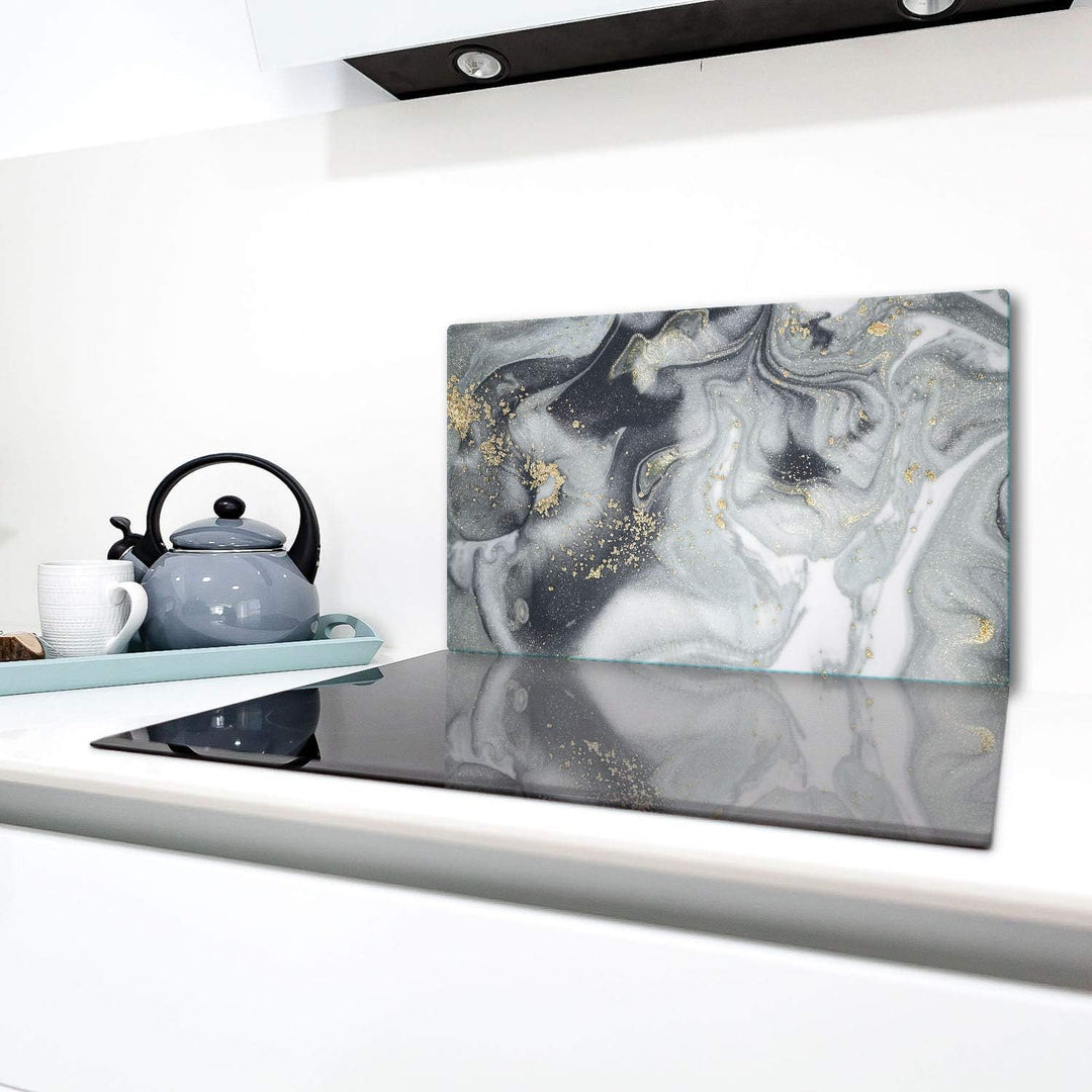 TMK | Herdabdeckplatte 90x52 cm Glas Ceranfeldabdeckung Induktion Herdschutz Spritzschutz Glasplatte