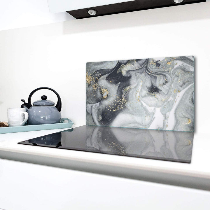 TMK | Herdabdeckplatte 90x52 cm Glas Ceranfeldabdeckung Induktion Herdschutz Spritzschutz Glasplatte