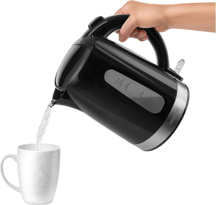 SENCOR SWK 1749BK Wasserkocher, 2200 Watt, Volumen 1,7 L, Schwarz, Schwarz