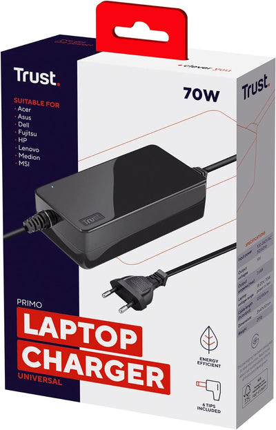 Trust 22141 Universelles Laptop-Ladegerät, 70W schwarz