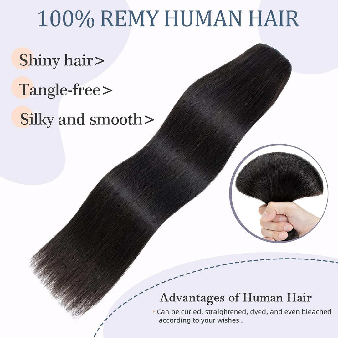 Clip in Extensions Echthaar DICK Haarteile Echthaar 1Pc 5 Clips Extensions Echthaar Clip in Weich Na