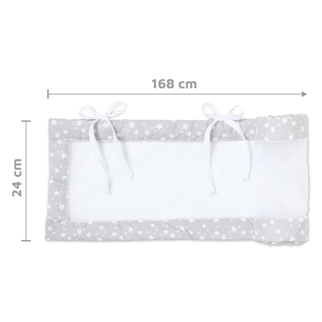 babybay Nestchen Mesh-Piqué passend für Modell Maxi, Boxspring und Comfort, perlgrau Sterne weiss pa