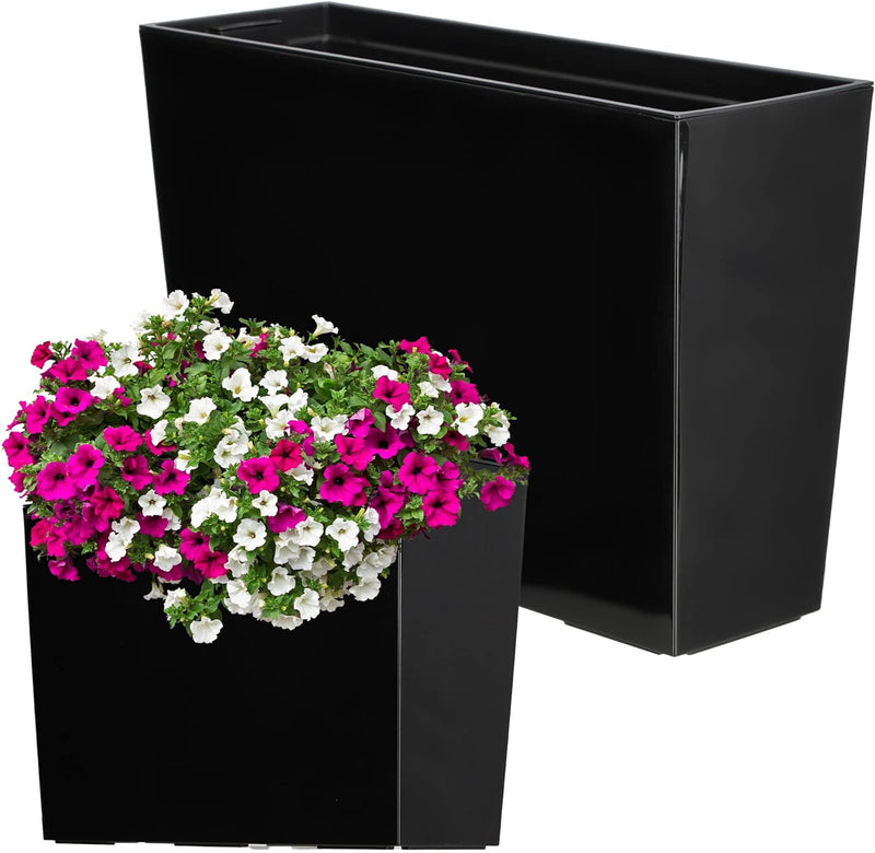 KADAX Blumenkasten aus Kunststoff, 18,5x55,7cm, 5 Farben, Blumentopf mit Bewässerungsbändern, Balkon